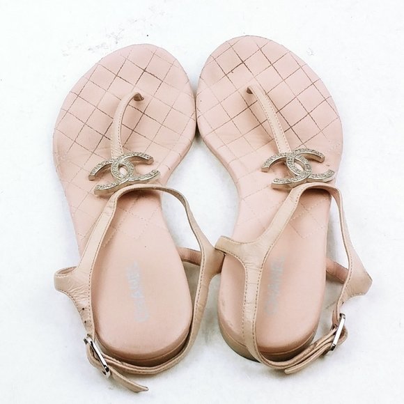 Chanel Women's Cream Sandals Size  37C (Posh69) - Picture 3 of 6